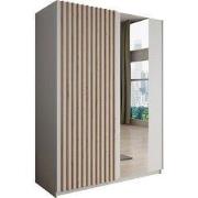 Meubella - Kledingkast Deliryon - Wit - 150 cm - Met spiegel