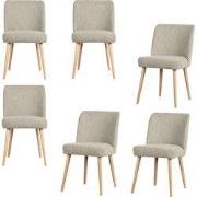 vtwonen Force Eetkamerstoelen - Naturel - Grijs - Set van 6
