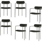 WOOOD Ivy Eetkamerstoelen - Fluweel - Zwart - Set van 6