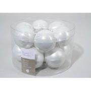 4 stuks - 12 kerstballen winterwit emaille 50 mm