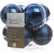 3 stuks - Kerstbal glas glans-mat diameter 7cm nacht blauw