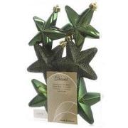 5 stuks - Ster plastic glans-mat-glitter 2x7.5x7.5cm Dennen groen