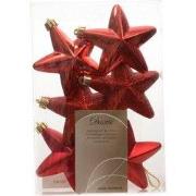 5 stuks - Ster plastic glans-mat-glitter/7.5cm/kerstrood