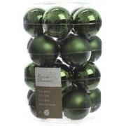 3 stuks - Kerstbal glas glans-mat diameter 6cm Dennen groen