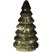 Kerstboompje glas 10led op batterij met timer 18.5x9.5 cm groen