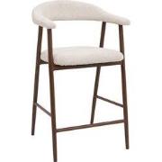 Barkruk Beige Stof/Walnoot - Mila - Set van 2