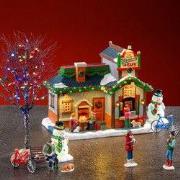 Kerstdorpminiatuur The Christmas Cafe Set 18x48x26 cm