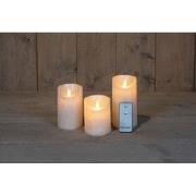 3ST KAARS PAREL WAX RUSTIEK BEWEGENDE VLAM 7,5X10/12,5/15CM AFSTANDSBE...