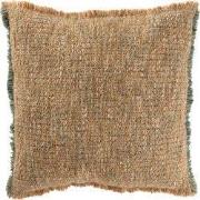 J-Line - Kussen Gerafelde Randen Polyester/katoen Lichtbruin/groen - 4...