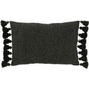 J-Line - Kussen Kwastje Katoen Zwart - 59x40x16.5cm