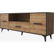 Meubella - TV-Meubel Frey - Licht eiken - Zwart - 179 cm