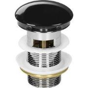 Afvoerset voor wastafel met overloop zwart glanzend roestvrij staal Lu...