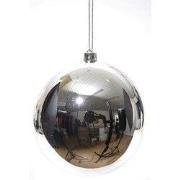 4 stuks - Kerstbal plastic glans zilver 140 mm