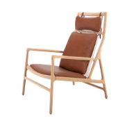 Dedo lounge chair whitewash eiken - dakar leather whisky zitting