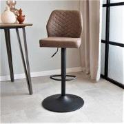 Draaibare Barkruk Taupe Microvezel Stof Industrieel Grizzly - Ruitpatr...