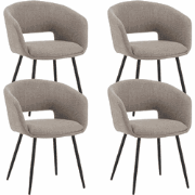 Set van 4 Scandinavische Eetkamerstoelen Don Taupe Stof Kuipvorm - Met...