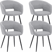 Set van 4 Scandinavische Eetkamerstoelen Don Lichtgrijs Stof Kuipvorm ...