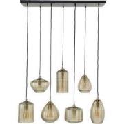 Hanglamp Glas Amber - 4+3-Lichts - 93x40x150cm
