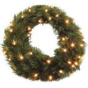 Forest Frosted Christmas Wreath with LED Lights - Ø60 cm - Green