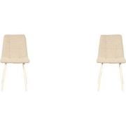 LABEL51 Eetkamerstoel Nino 54x45x89 cm - Naturel - Stof - set van 2