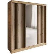 Meubella - Elles - Kledingkast met 3 schuifdeuren - Eiken - 180x60x204...