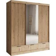 Meubella - Venn - Kledingkast met schuifdeuren - Eiken - 180x60x204 cm