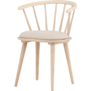 Paco houten spijlen eetkamerstoel met vast zitkussen - whitewash