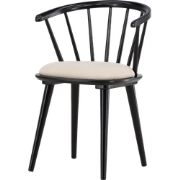 Paco houten spijlen eetkamerstoel met vast zitkussen - zwart