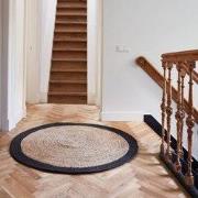 Rond vloerkleed Jute Naturel/Antraciet Bruin; Antraciet; Zwart