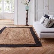 Jute Vloerkleed Rechthoek Naturel/Antraciet Bruin; Antraciet; Zwart - ...