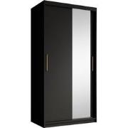 Meubella - Kledingkast Mandalin - Zwart - 100 cm - Met spiegel