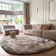 Organisch hoogpolig vloerkleed Odelia stone - Interieur05 Grijs; Groen...