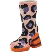 Flower Vase- Boot with Leopard Print Vase- Ceramics- Pink/ Orange-18x8...