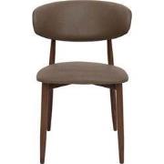 Eetkamerstoel - Taupe/Walnoot - PU Leer - Alexia - Set van 2