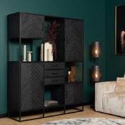 Starfurn - Vakkenkast New York - Zwart - 45x160x200 cm