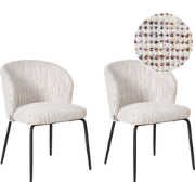 ZANA - Eetkamerstoel set van 2 - Wit/Meerkleurig - Polyester