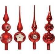 Piek glas groot d8h31 cm kerstrood assorti