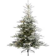 Grandis Fir kunstkerstboom groen besneeuwd met verlichting H210 cm D15...