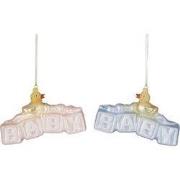 Ornament baby decoratie blauw roze 2 assorti - l11xb3xh7cm