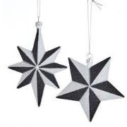 Orn.plc ster zwart/wit l13cm