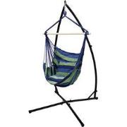Hangstoel van katoen/hard hout, blauw/groen, belastbaar tot 120 kg met...