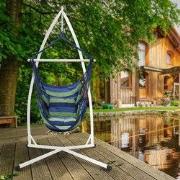 Hangstoel van katoen/hard hout, blauw/groen, belastbaar tot 120 kg met...