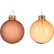 Kerstbal glas d6 cm rood koper 6st kerst