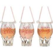 Ornament glas rose wijn l7.5cm