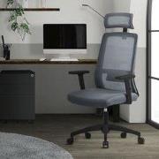 Ergonomische bureaustoel grijs netweefsel met verstelbare armleuningen...