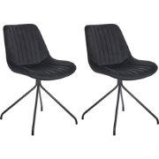 NAVASOTA - Eetkamerstoel set van 2 - Zwart - Fluweel