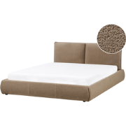VINAY - Tweepersoonsbed - Taupe - 160 x 200 cm - Bouclé