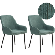 LOVERNA - Eetkamerstoel set van 2 - Groen - Corduroy