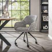 Set van 2 Eetkamerstoelen Met Wieltjes Springo Draaibaar Eagle Stof St...