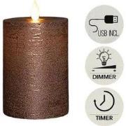 Stompkaars rustiek wax bewegende vlam 10x7,5 cm brons
